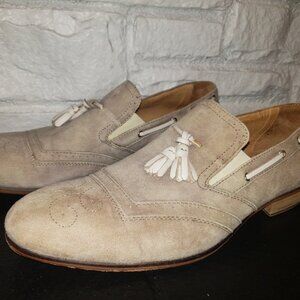 Bacco Bucci "Mancuso" Bone Genuine Old English Suede Loafer Shoes Mens Size 13